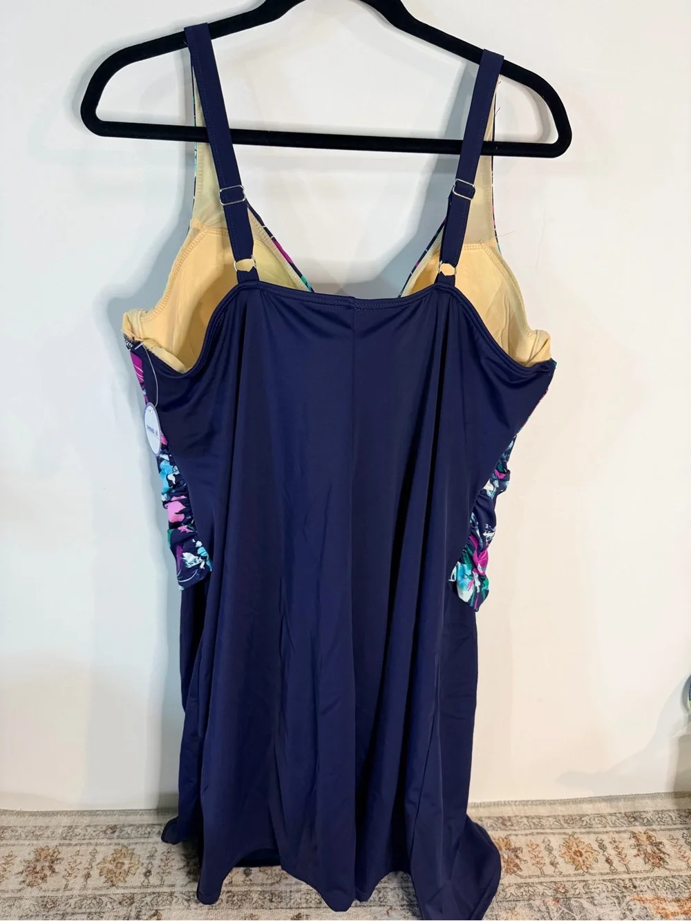Swimsuits for All Floral Tank‎ Swimdress pink and navy